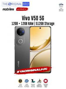 Vivo V50 5G - 12GB RAM - 512GB Storage - PTA Approved - 12 Months Warranty - Black - The Original Bro Mobiles - TOB35